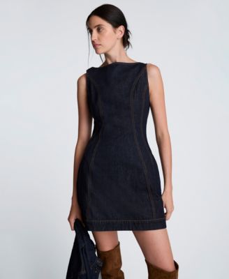 Women's Hourglass Sleeveless Sheath Denim Mini Dress