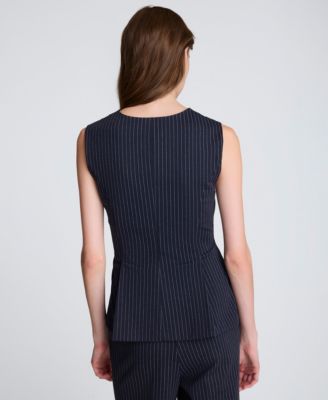 Women's Pinstripe V-Neck Peplum Top