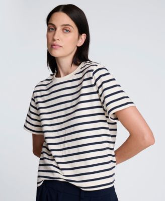 Women's Crewneck Striped Boxy T-Shirt
