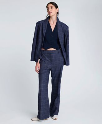 Plaid Three-Button Blazer