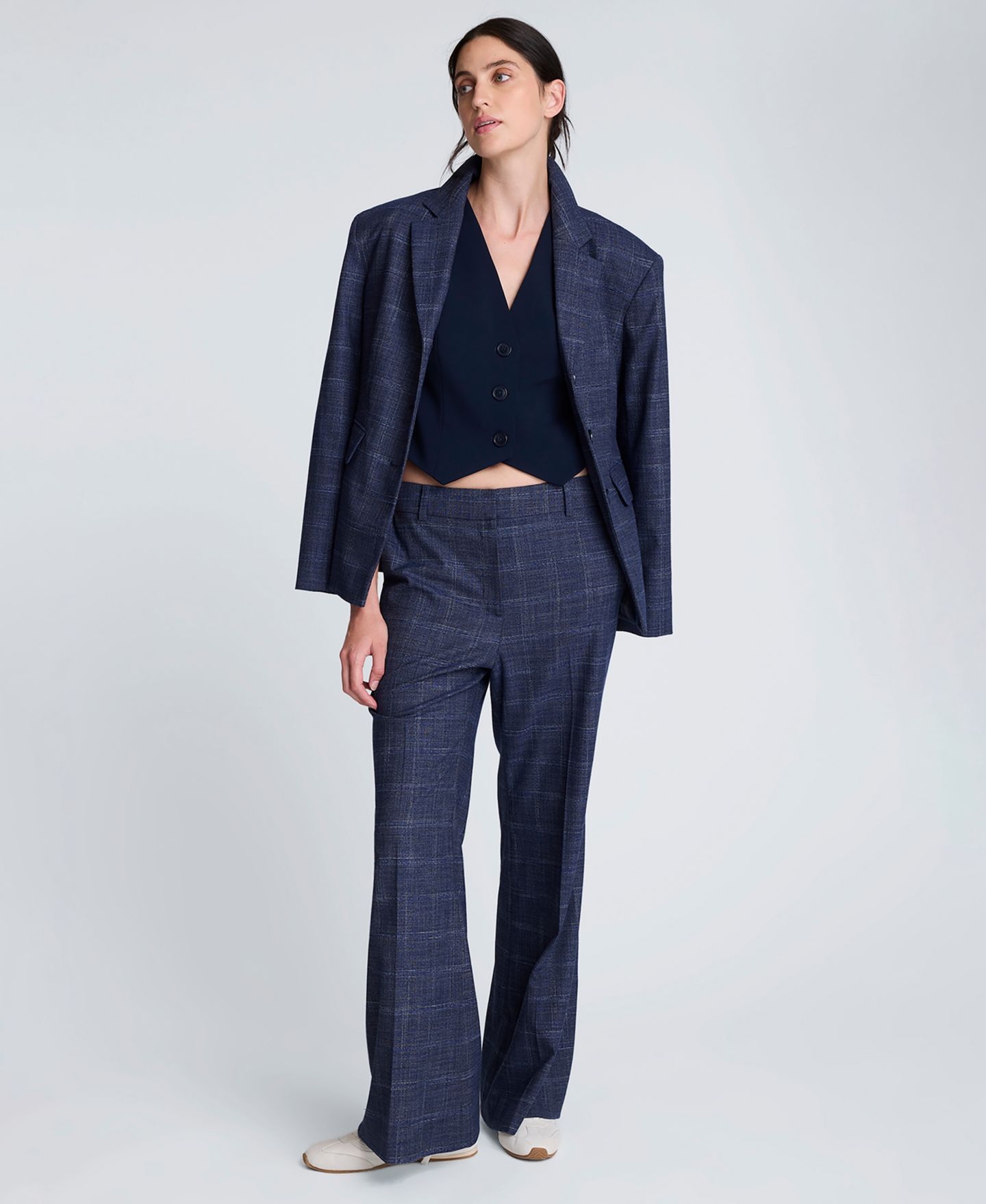 Женский пиджак Kenneth Cole Plaid Three-Button Blazer, цвет: Тёмно-синий разноцветный — фото 3