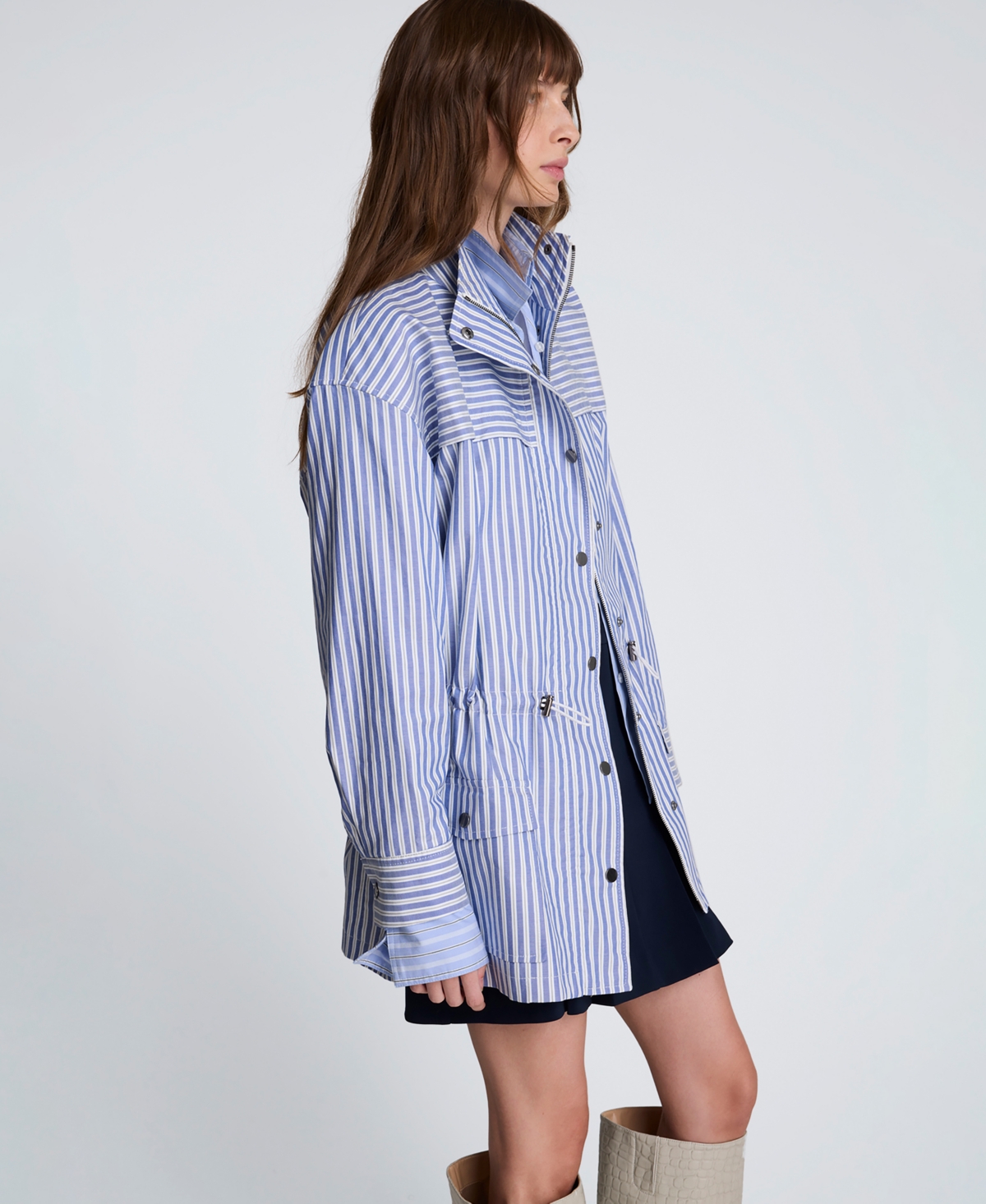 Kenneth Cole Women's Striped Long-sleeve Jacket In Blue