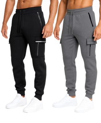 Blue Ice - Men's Slim-Fit Tech Fleece Cargo Jogger Pants, 2-Pack