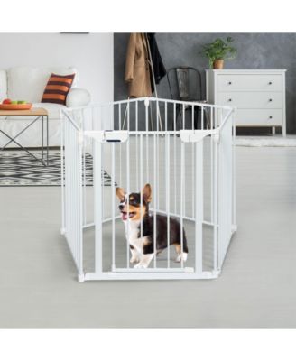 115 Inch Length 5 Panel Adjustable Wide Fireplace Fence-White