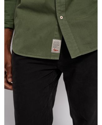 Men's Women s Long-Sleeve Cotton Twill Button-Up Shirt with Double Patch Pockets