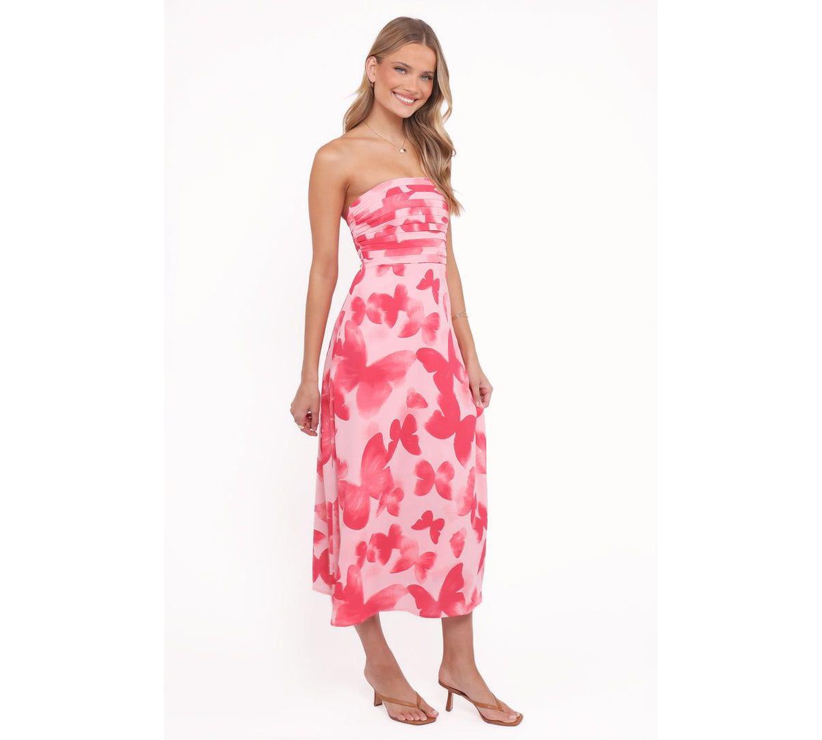 Petal and Pup Women's Kenna Strapless Midi Dress Butterfly Print