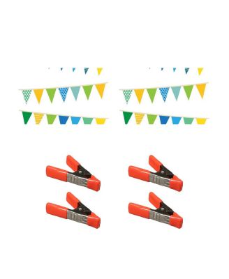 53"x18' Printed Background Paper, Party Banners, 2-Pack, Bundle with 4x 1-1/4x1" Steel Spring Orange Clamp