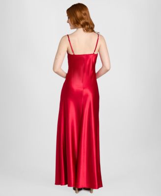 Juniors' Embellished V-Neck Sleeveless Gown