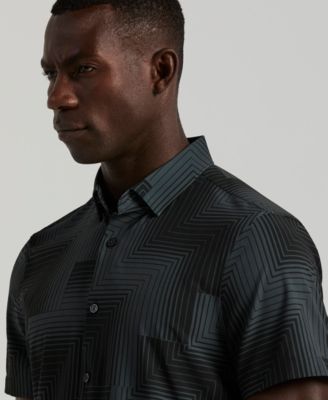 Men's Slim-Fit Linear Geo Print Stretch Shirt