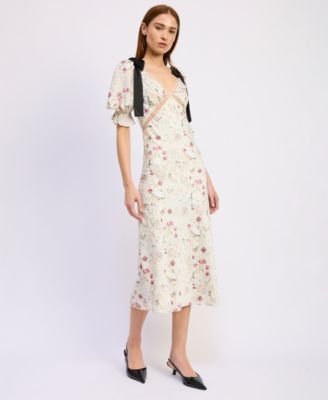 Women's V-Neck Short-Sleeve Midi Dress