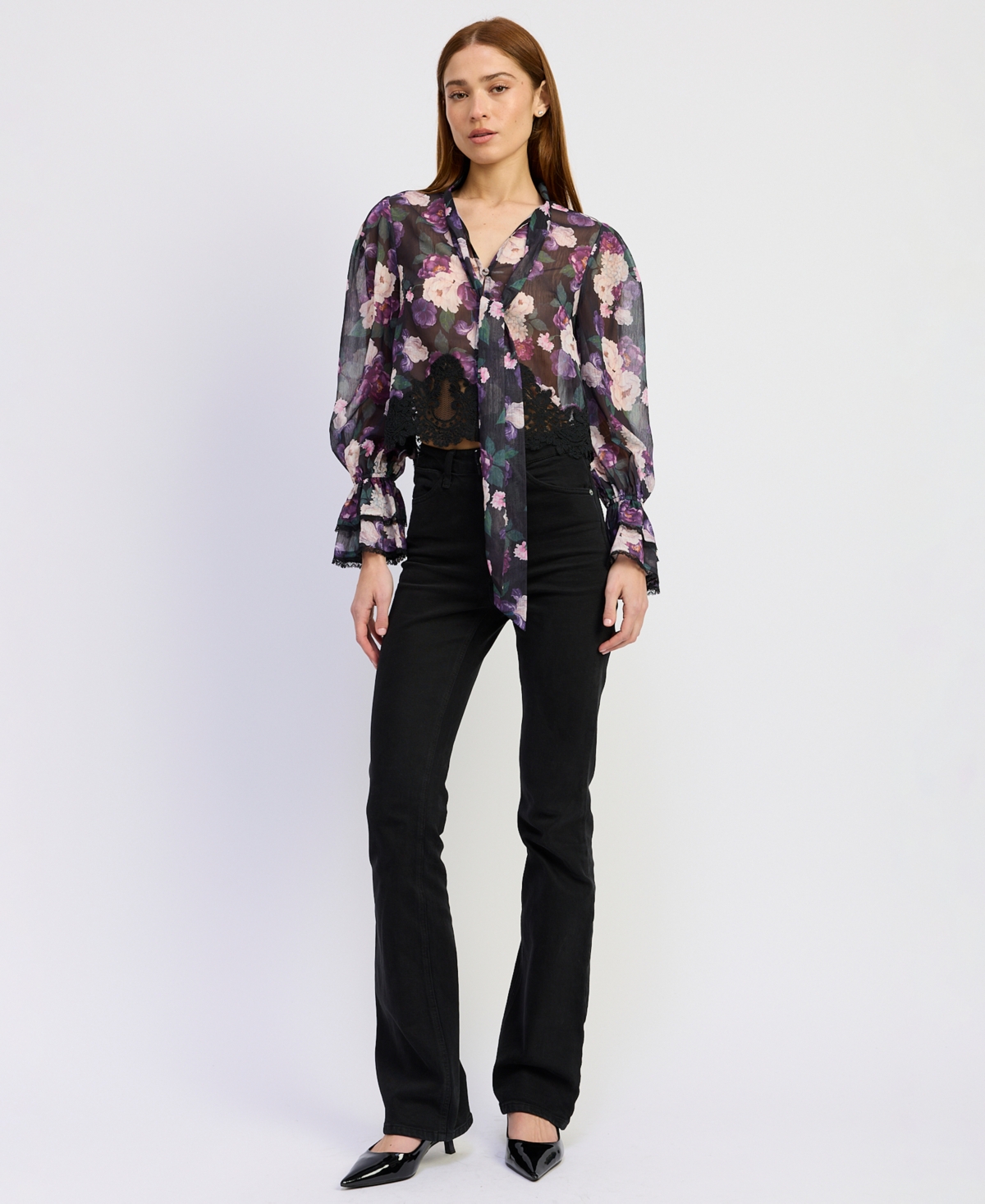 En Saison Women's Jasmine V-neck Long-sleeve Blouse In Multi