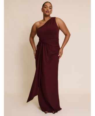 Women's One Shoulder Drape Stretch Bridesmaid Dress