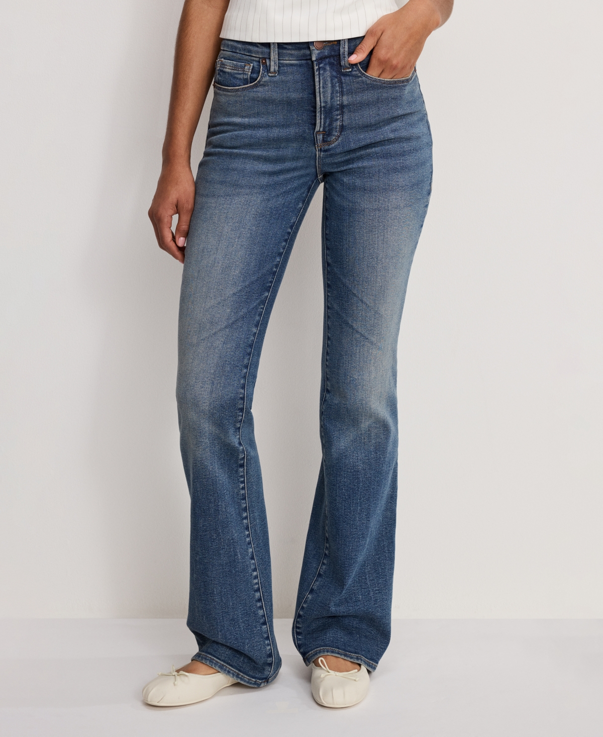 Good American Women's Classic Slim Fit Bootcut Jeans In Blue