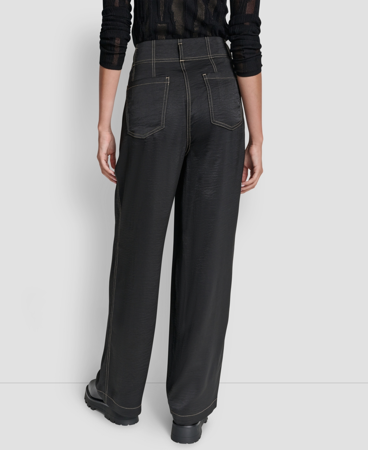 Dkny Women's Top Stitch Glazed Dressing Trousers In Black