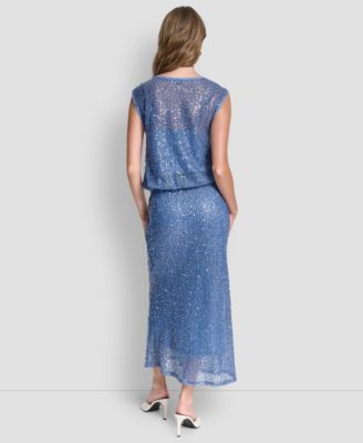 Women's Sleeveless Bubble Hem Sequin Knit Top