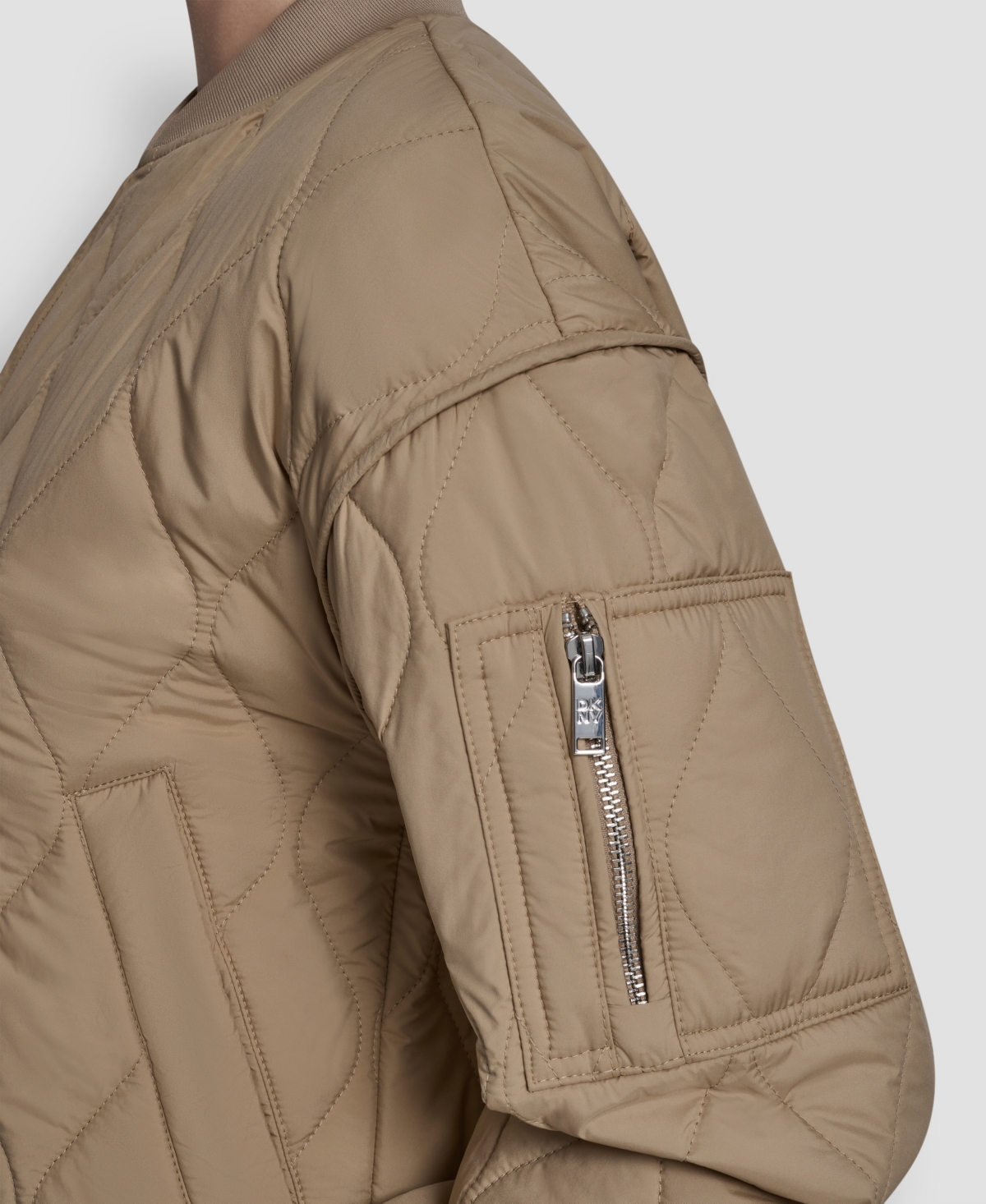 Dkny Women's Long-sleeve Quilted Bomber Jacket In Brown
