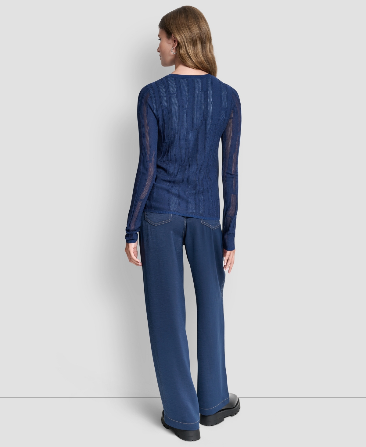 Dkny Women's Long-Sleeve Double Layer Mixed Stitch Sweater