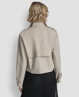 Women's Notch Collar Cropped Trench Coat