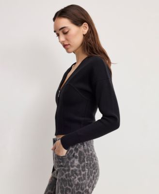 Women's V-Neck Front Zipper Sweater