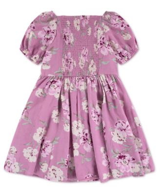 Girls' Crinkle Floral Print Mini Dress