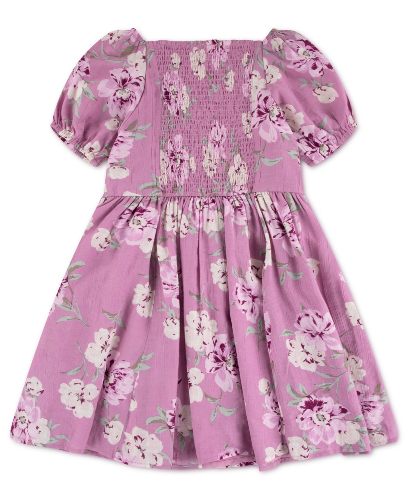 Платье abercrombie kids Crinkle Floral Print Mini Dress для девочек, цвет: Розовато-лиловый орхидея — фото 2