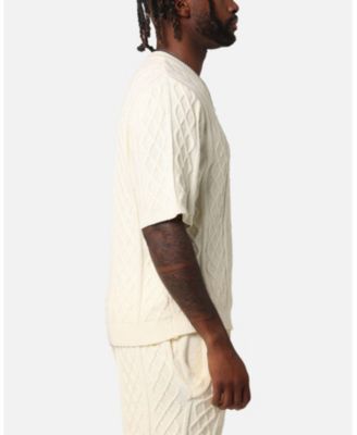 Men's Lucas Cable Knit T-Shirt, - Cream