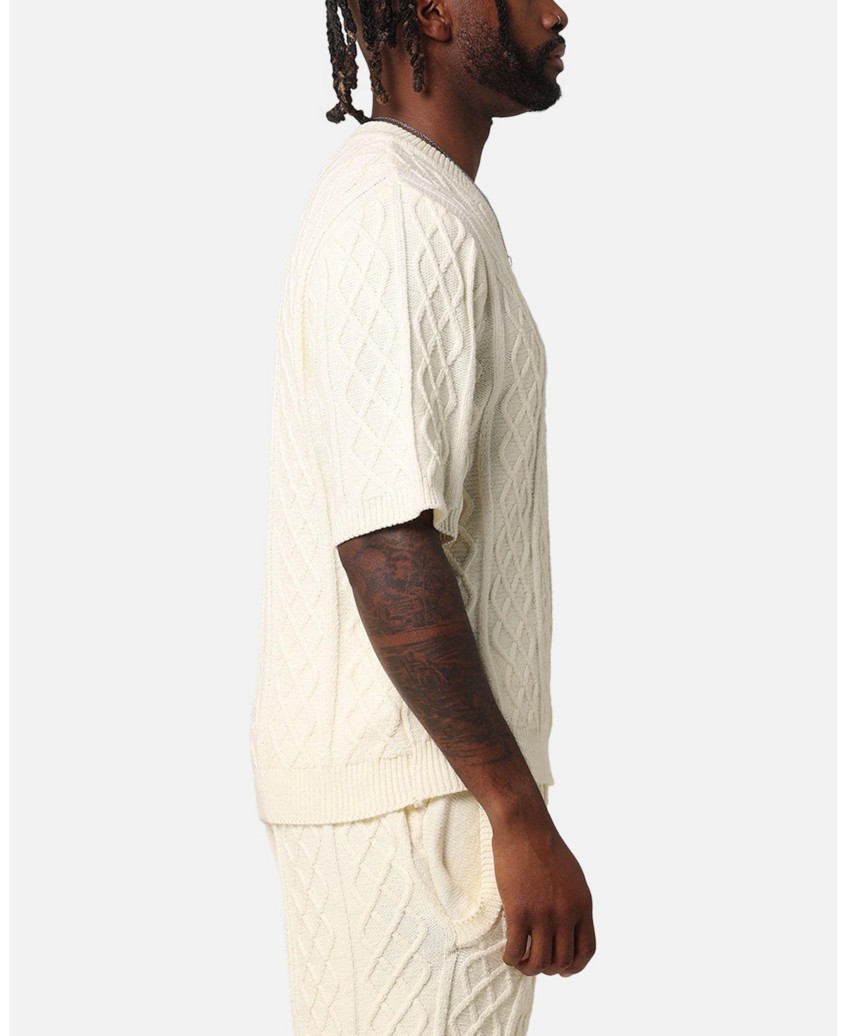 Xxiii Men's Lucas Cable Knit T-Shirt, - Cream