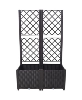  Poly Rattan Raised Bed Trellis with Removable Pots