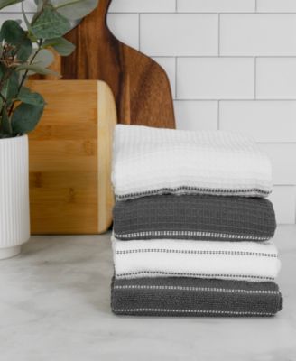 Skipping Stripe Wave Cotton Kitchen Towels, Set of 4