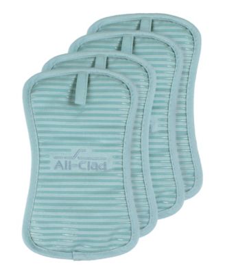 Ribbed Silicone Cotton Twill Potholders, Set of 4