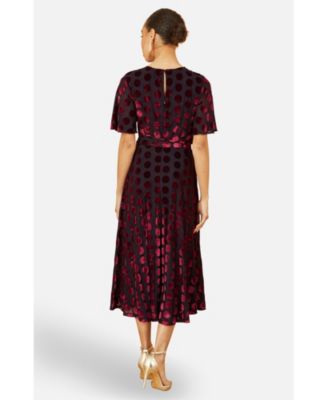 Women's Velour Spot Midi Skater Dress