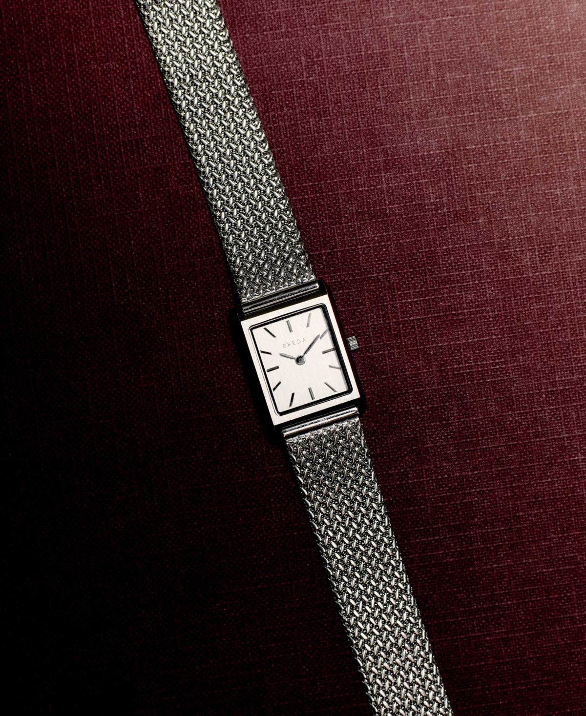 Breda Women's 'Virgil Tethered' Silver Stainless Steel Mesh Watch, 20mm