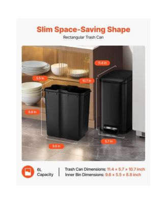 Slim Bathroom Trash Can with Step Pedal and Soft-Close Lid
