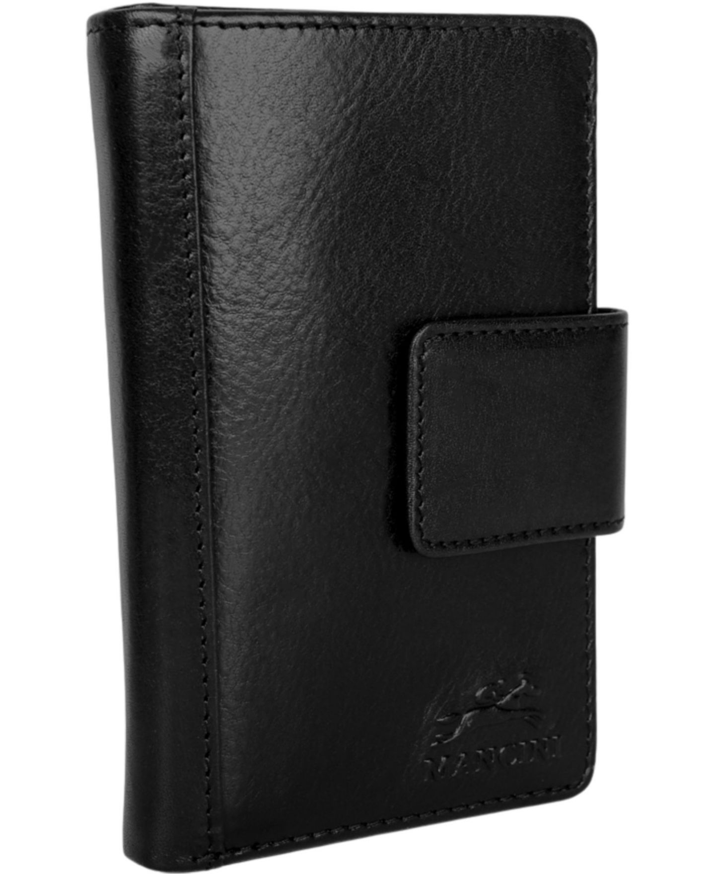 Женский кошелёк Mancini Pelle D'oro с защитой RFID, тройного сложения на кнопке, цвет: Чёрный — фото 2