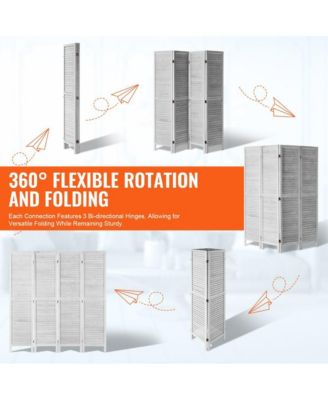 4-Panel Wooden Room Divider Folding Privacy Screen Indoor