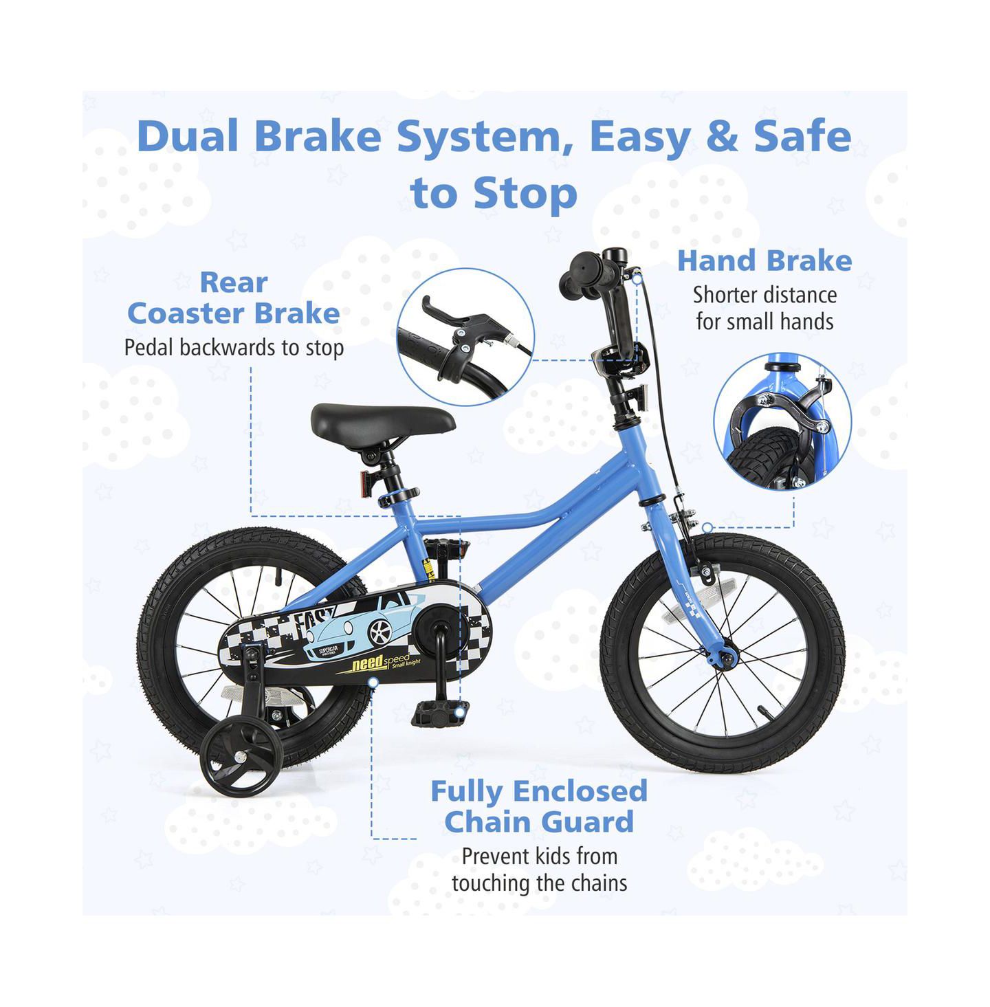 Детская игрушка SUGIFT 14 Inch Kids Bike with Removable Training Wheels Ages 3-5, цвет: Синий — фото 5