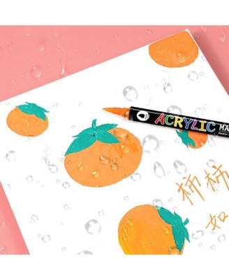 24 Colors Double-Ended Two-Color Soft-Tip Acrylic Marker Pen, Waterproof Graffiti Painting Pen for Rock, Egg, Wood, Ceramic Painting Pen