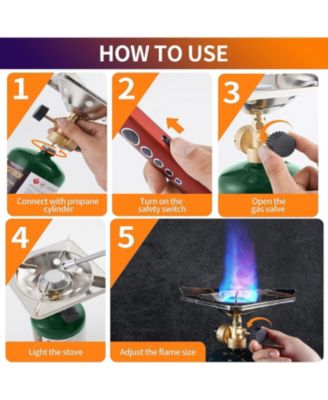 Propane Cylinder Top Stove with Adjustable Burner, Portable Camping/Backpacking Cooker 10000BTU,Camping Stove Propane (Fuel not included)