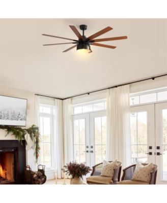 52-inch Modern Black 8-Blade Ceiling Fan with Remote Control and Timing Function
