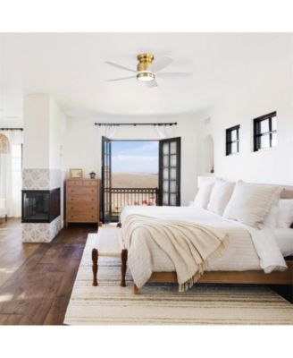 42-inch Modern Golden 5-Blade Ceiling Fan With 6-Speed Adjustable Wind Speed and Light Kit