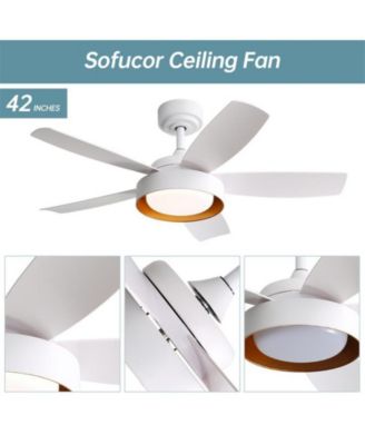 42-inch Modern White 5 - Blade Ceiling Fan With Remote Control and Light Kit