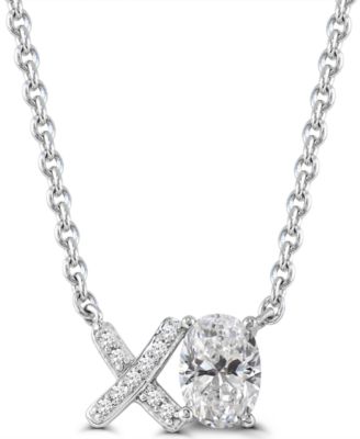 Created Pink Sapphire (7/8 ct. t.w) and Created White Sapphire 'Xo' Love Necklace in Sterling Silver