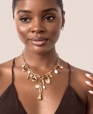 Melting Metal Charm Lariat Necklaces