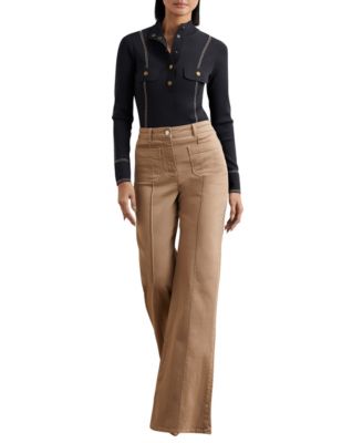 REISS - Women's Contrast-Stitch Knit Top