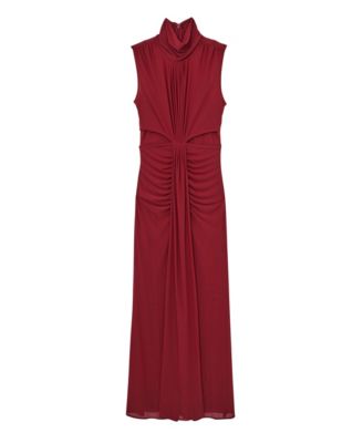 Women's Sheer Ruched Maxi Dress