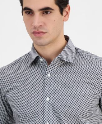 Men's Modern-Fit Circle Print Dress Shirt 