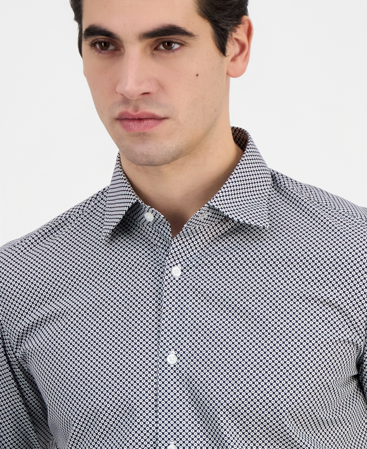 Men's Modern-Fit Circle Print Dress Shirt