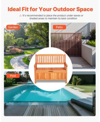 33 Gal Outdoor Wooden Storage Bench with Deck Box Seating