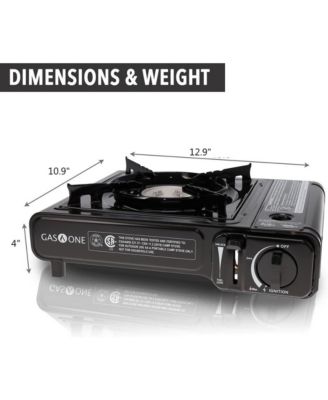 Dual Spiral Flame 11,000 BTU Portable Gas Stove with Heavy Duty Clear Carrying Case, CSA Listed , Black