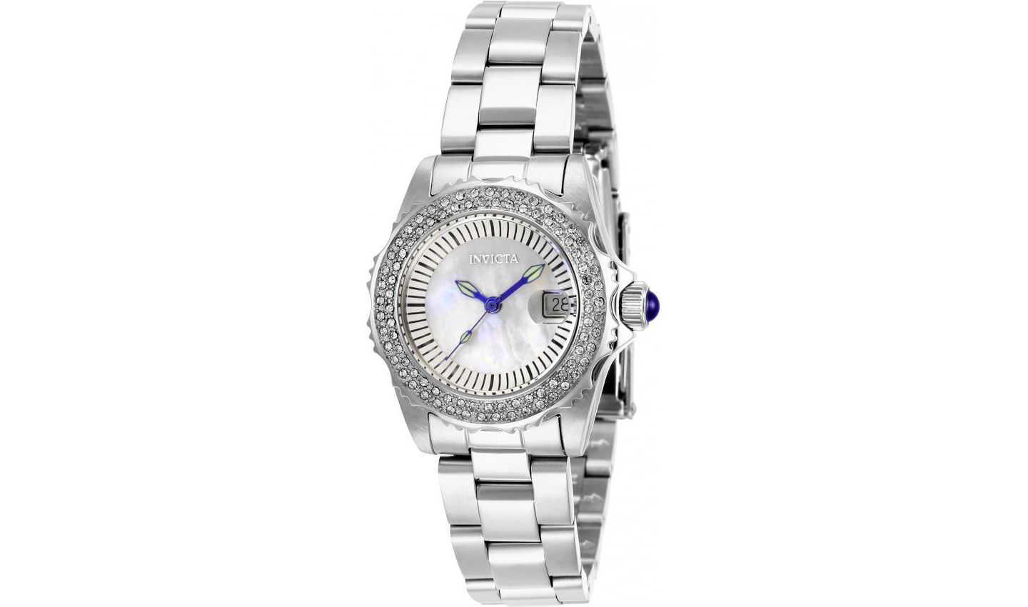 Женские часы Invicta 28442 Angel Quartz 3 Hand White Dial, цвет: Серебряный — фото 1